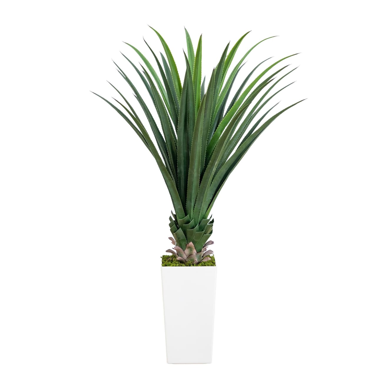 4ft. UV Resistant Artificial Spiked Agave Plant in White Tower Planter (Indoor/Outdoor)